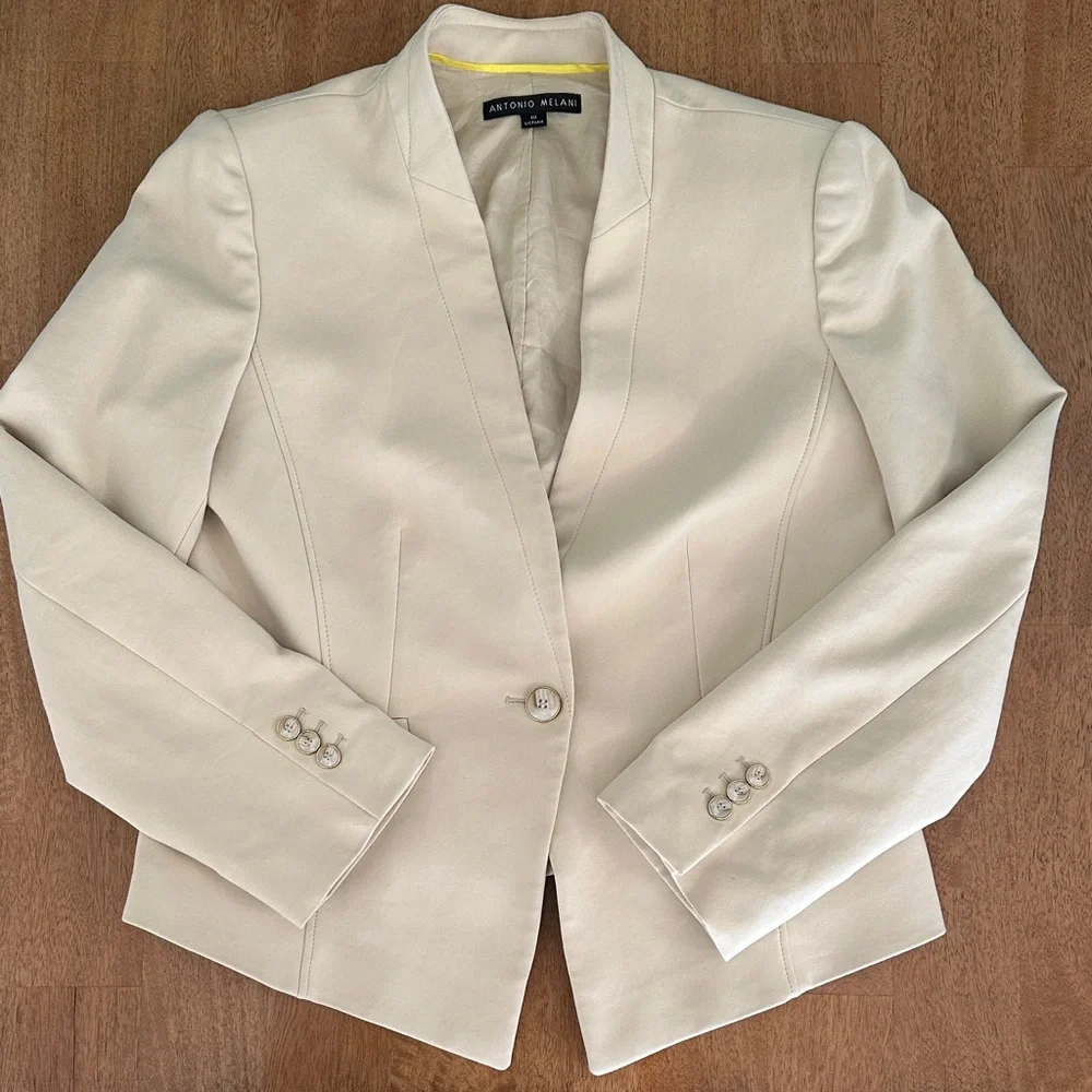 Antonio Melani Cream Blazer Tailored Chic Size 10 - Picture 1 of 8